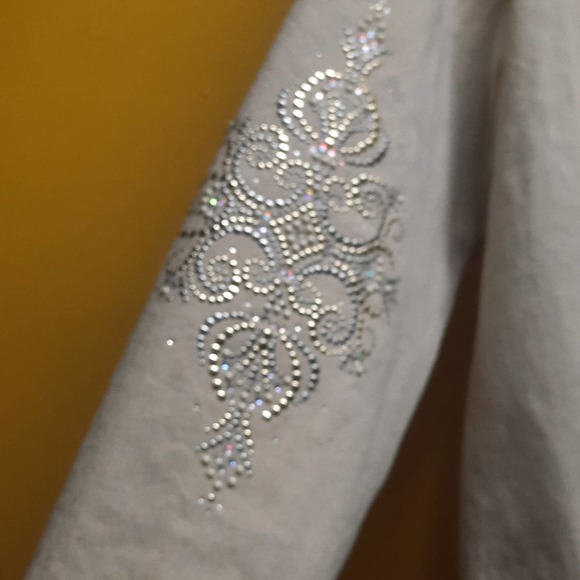 Diane Gillman Tan Boho Western embellished Denim Jacket  Large - Picture 3 of 6